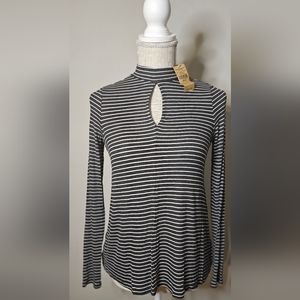 NWT American Eagle Mockneck Keyhole Striped Shirt Size XS